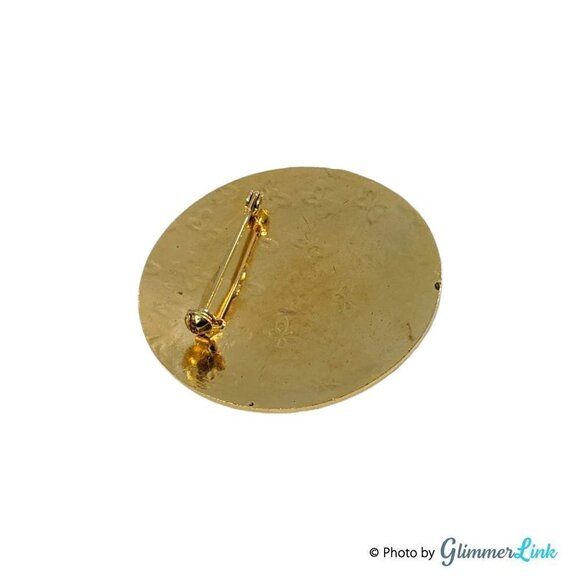 Vintage Cloisonné Floral Hummingbird Gold Tone Enamel Brooch - Picture 5 of 6